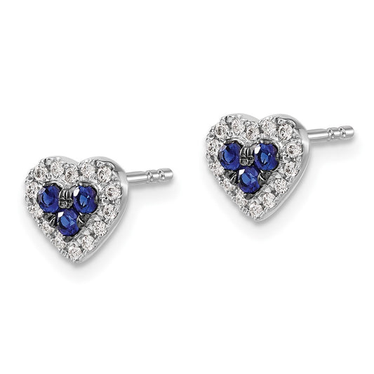 Buy Exclusive 14K White Gold Heart-Shaped Earrings with Diamonds & Sapphires