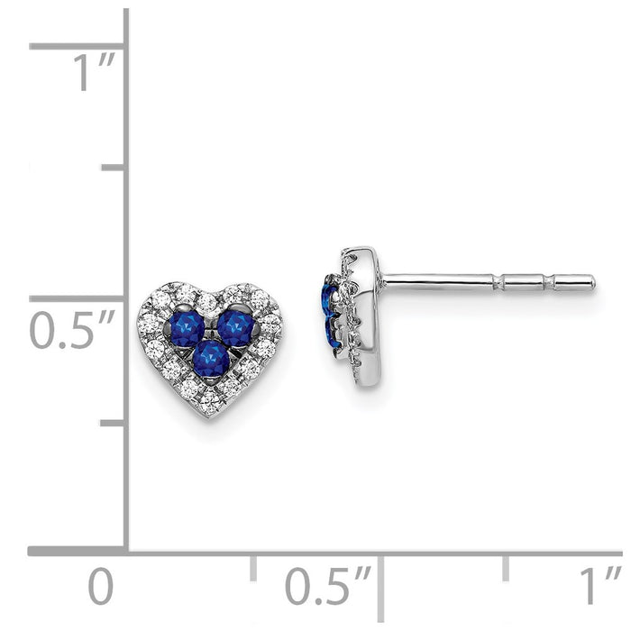 Buy Exclusive 14K White Gold Heart-Shaped Earrings with Diamonds & Sapphires-4