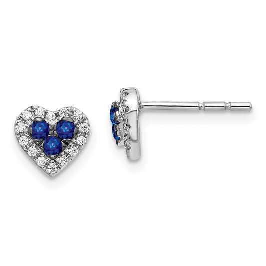 Buy Exclusive 14K White Gold Heart-Shaped Earrings with Diamonds & Sapphires