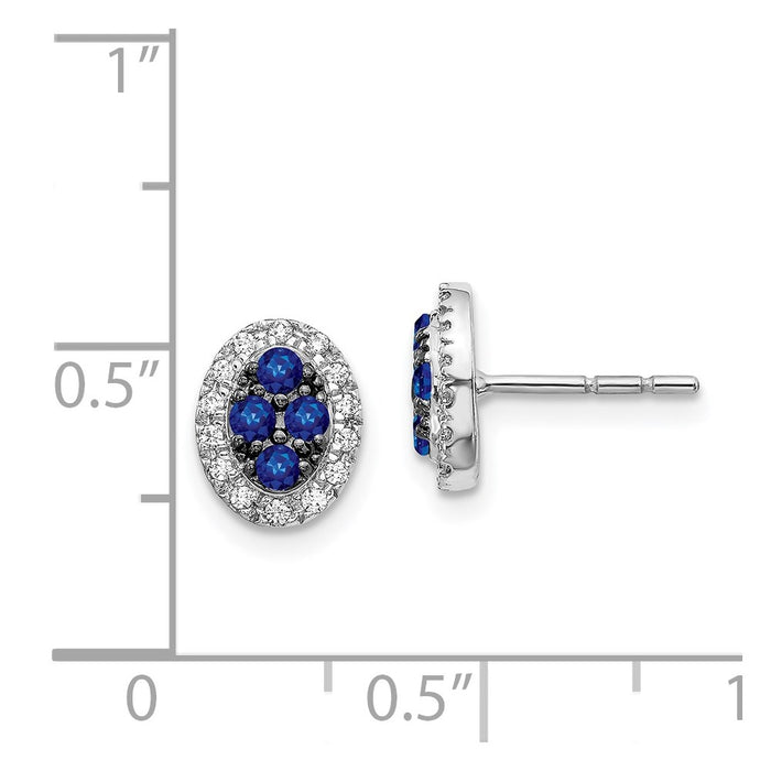 Shop Exclusive 14K White Gold Oval Post Earrings with Diamonds & Sapphires-4