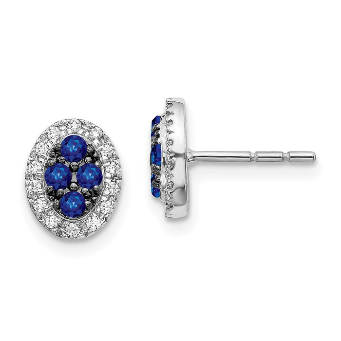 Shop Exclusive 14K White Gold Oval Post Earrings with Diamonds & Sapphires-1