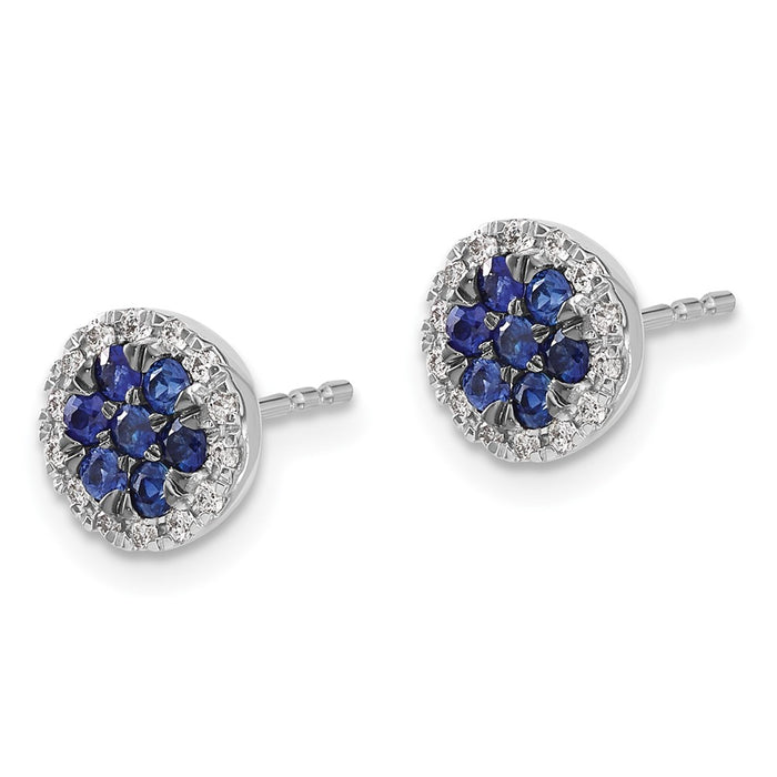 Order Exclusive 14K White Gold Diamond & Sapphire Round Post Earrings-2