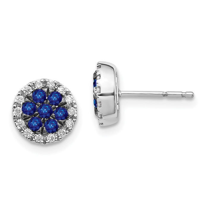 Order Exclusive 14K White Gold Diamond & Sapphire Round Post Earrings-1