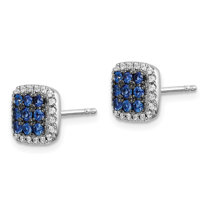 Buy Designer 14K White Gold Diamond & Sapphire Stud Earrings - Stylish Value-2
