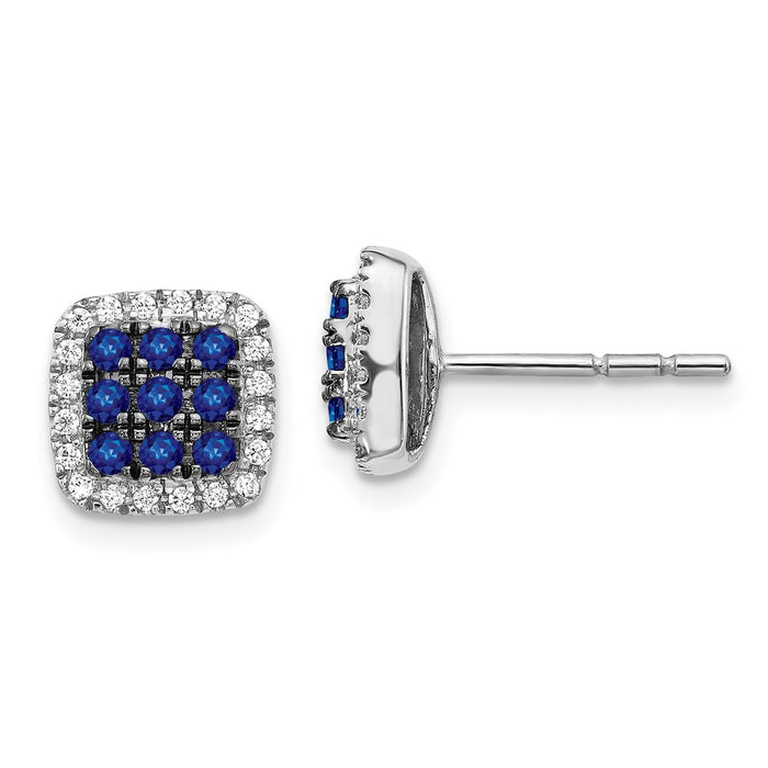 Buy Designer 14K White Gold Diamond & Sapphire Stud Earrings - Stylish Value-1