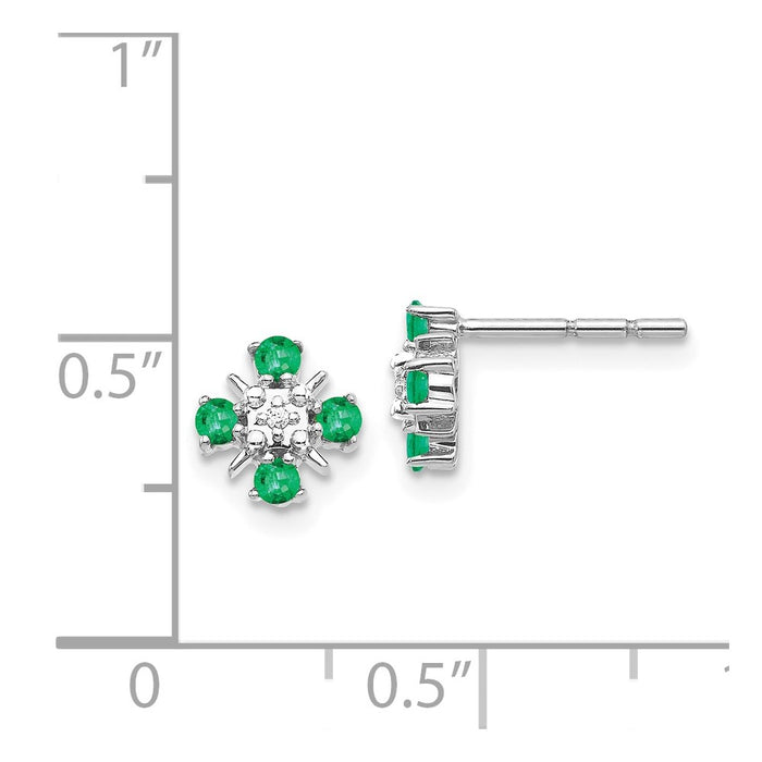 High-Quality 14K White Gold Emerald & Diamond Stud Earrings - Stylish Value-4