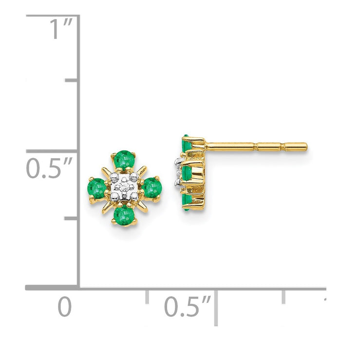 Buy Stylish 14K Gold Emerald & Diamond Stud Earrings - Exclusive Value!-4