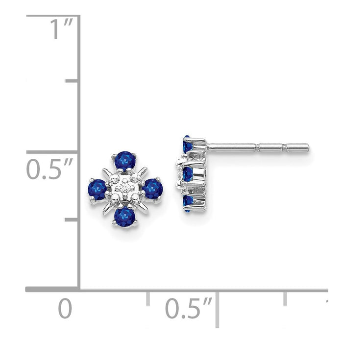 Exclusive 14K White Gold Blue Sapphire & Diamond Stud Earrings - Stylish Value-4