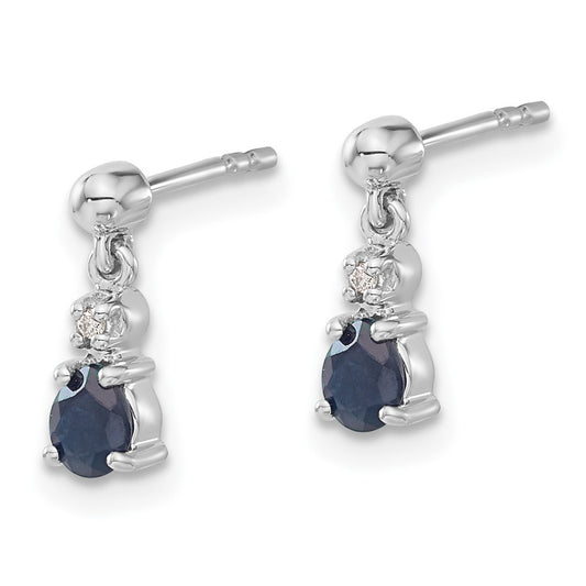 Shop Exclusive 14K White Gold Blue Sapphire & Diamond Drop Earrings - Stylish Value!