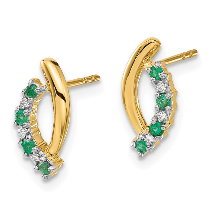 Shop Exclusive 14K Gold Diamond & Emerald Stud Earrings - Stylish Luxury Value-2