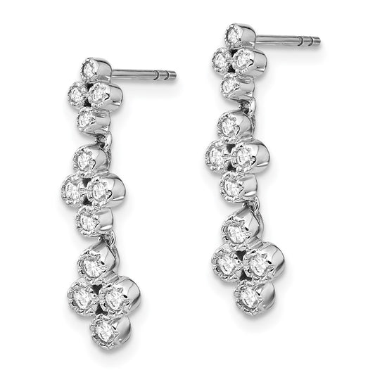 Buy Exclusive 14K White Gold Floral Bloom Dangle Earrings with 3/8 Carat Diamonds