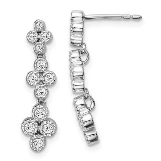 Buy Exclusive 14K White Gold Floral Bloom Dangle Earrings with 3/8 Carat Diamonds
