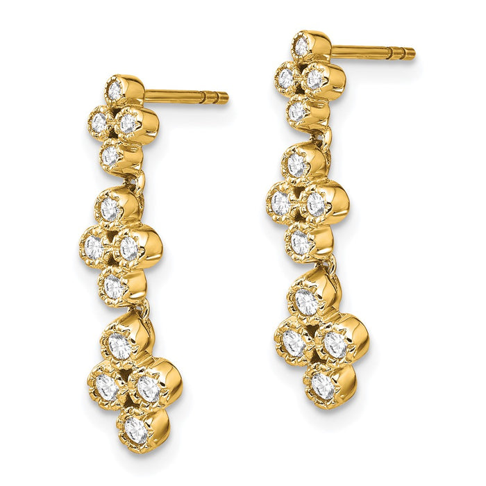 Buy Exclusive 14K Gold Floral Bloom Dangle Earrings with 3/8 Carat Lab-Grown Diamonds - Affordable Luxury!-2