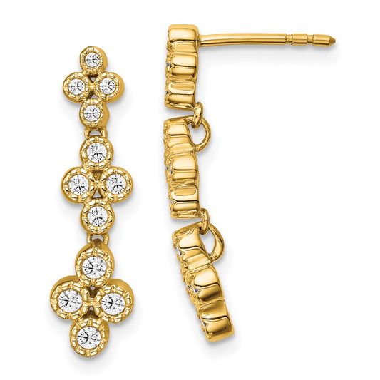 Buy Exclusive 14K Gold Floral Bloom Dangle Earrings with 3/8 Carat Lab-Grown Diamonds - Affordable Luxury!