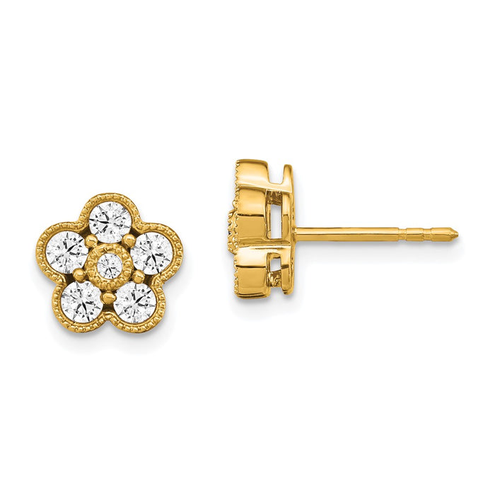 Shop Stylish 14K Floral Post Earrings with 3/4 Carat VS DEF Lab-Grown Diamonds-1