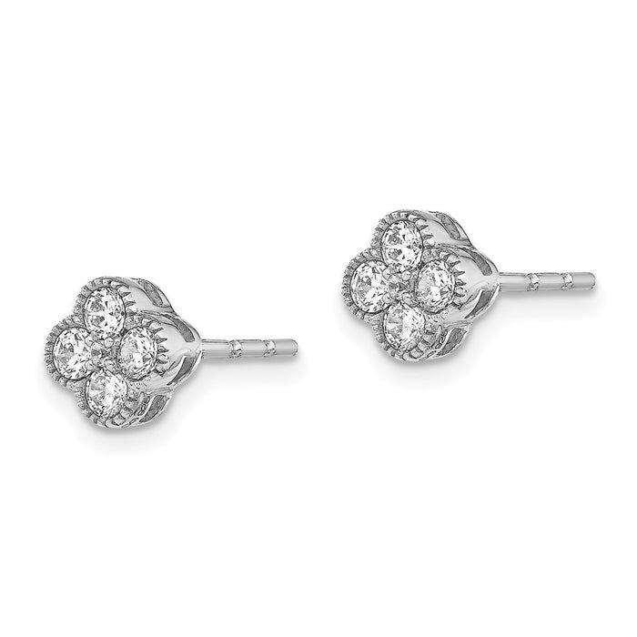 Buy Exclusive 14K White Gold Floral Post Earrings with 1/2 Carat Lab-Grown Diamonds-2