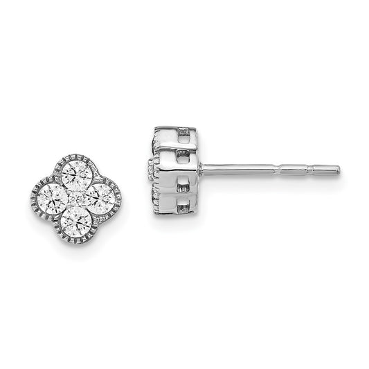 Buy Exclusive 14K White Gold Floral Post Earrings with 1/2 Carat Lab-Grown Diamonds