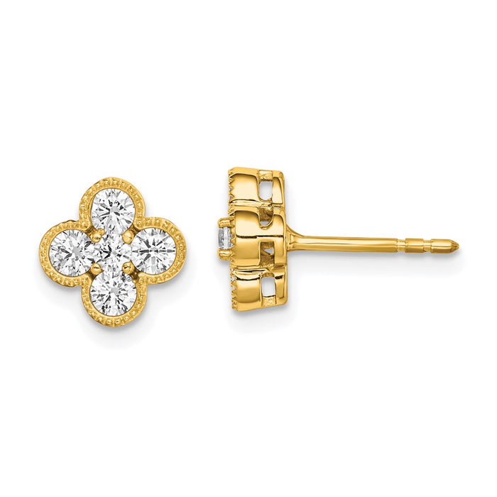 Shop Designer 14K Gold Bloom Floral Post Earrings with 3/4 Carat Lab-Grown Diamond-1