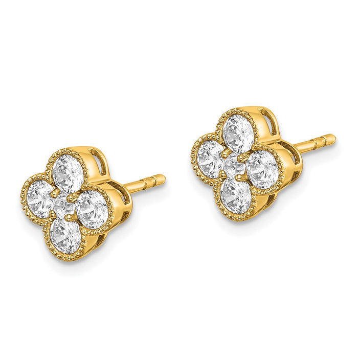 Buy Exclusive 14K Gold 1 Carat VS DEF Lab-Grown Diamond Floral Earrings-2