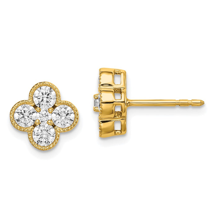 Buy Exclusive 14K Gold 1 Carat VS DEF Lab-Grown Diamond Floral Earrings-1