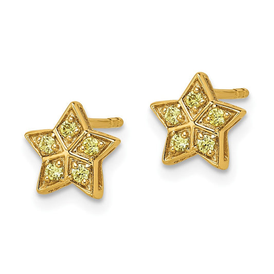 Buy Stylish 14K Gold Star Earrings with Yellow Sapphires - Luxury Value!