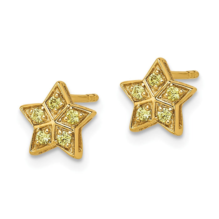 Buy Stylish 14K Gold Star Earrings with Yellow Sapphires - Luxury Value!-2