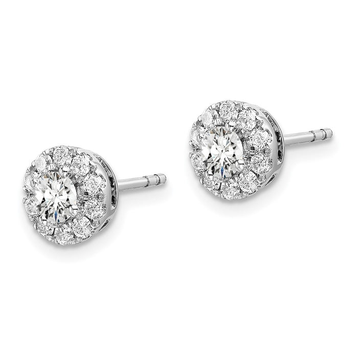 Shop Exclusive 14K White Gold 3/4 Carat Lab-Grown Diamond Halo Earrings - Stylish Value-2
