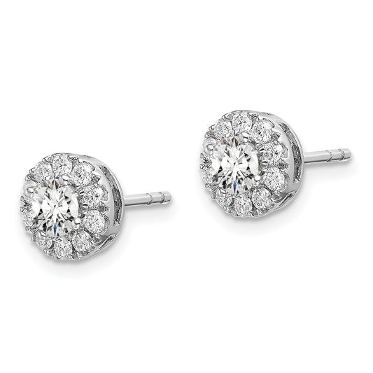 Shop 14K White Gold 1 Carat Lab-Grown Diamond Halo Earrings - Luxury Value!