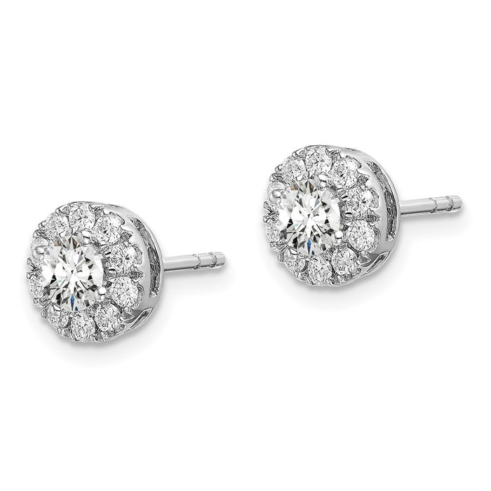 Shop 14K White Gold 1 Carat Lab-Grown Diamond Halo Earrings - Luxury Value!-2
