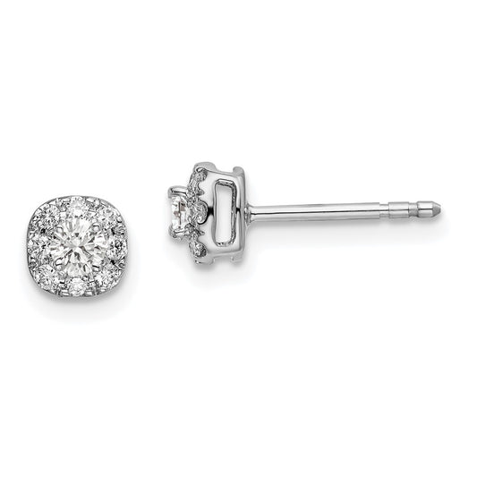 Shop Exclusive 14K White Gold Cushion Halo Earrings with 1/3 Carat Diamond
