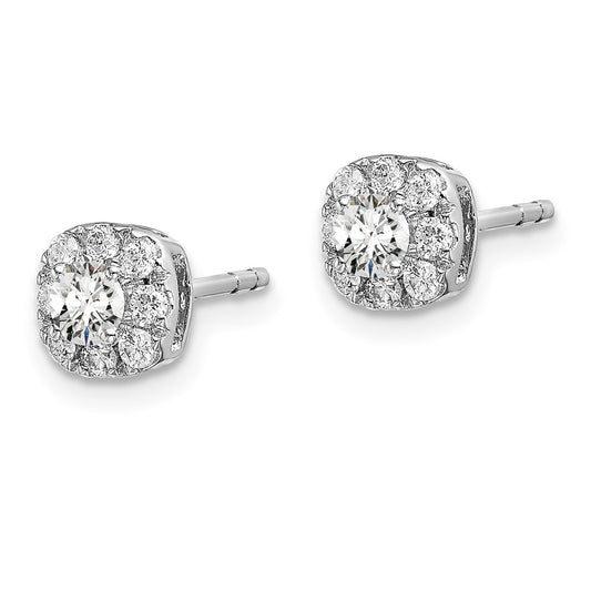Buy Stylish 14K White Gold Cushion Halo Earrings | 1/2 Carat Lab-Grown Diamonds