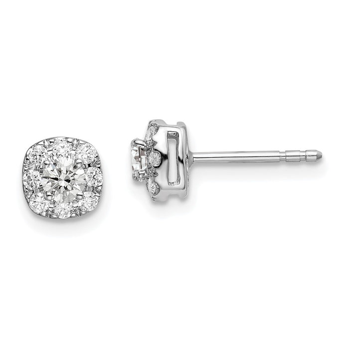 Buy Stylish 14K White Gold Cushion Halo Earrings | 1/2 Carat Lab-Grown Diamonds-1