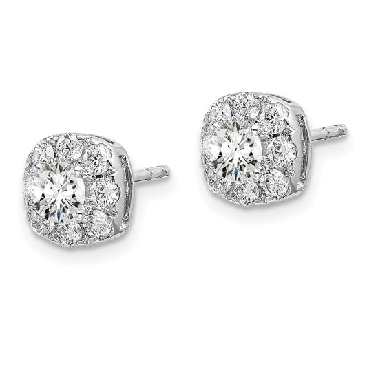 Shop Exclusive 14K White Gold 1 Carat Lab-Grown Diamond Halo Earrings - Stylish Value
