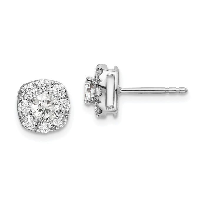 Shop Exclusive 14K White Gold 1 Carat Lab-Grown Diamond Halo Earrings - Stylish Value-1