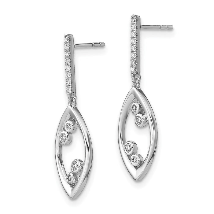 High-Quality 14K White Gold Dangle Diamond Earrings - Stylish & Affordable!-2