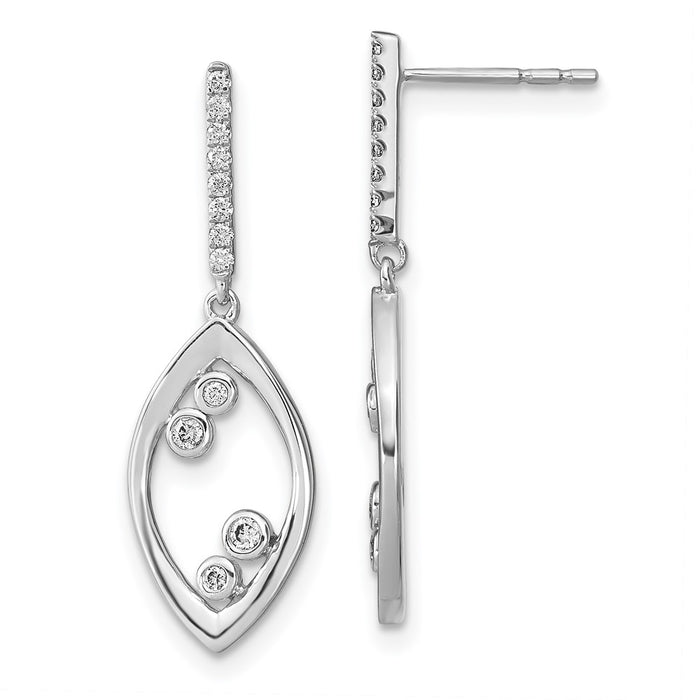 High-Quality 14K White Gold Dangle Diamond Earrings - Stylish & Affordable!-1