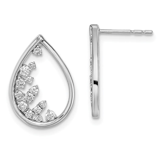 High-Quality Polished Teardrop Post Earrings in 14K White Gold - Stylish Value!