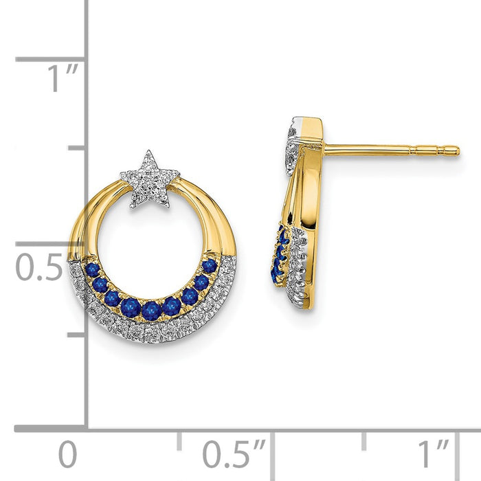 Exclusive 14K Gold Star & Circle Post Earrings with Sapphire & Diamond Accents-4