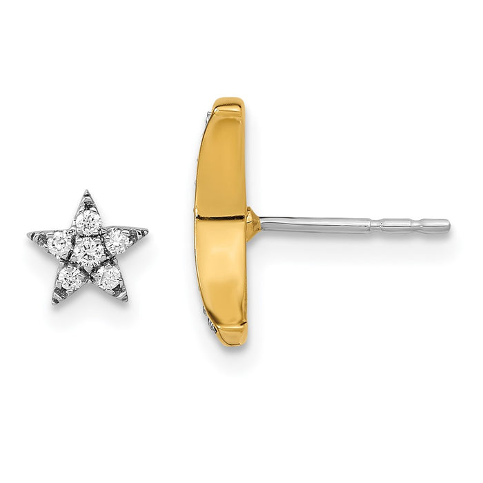 High-Quality 14K Gold Moon & Star Mismatched Earrings | Stylish Diamonds-2