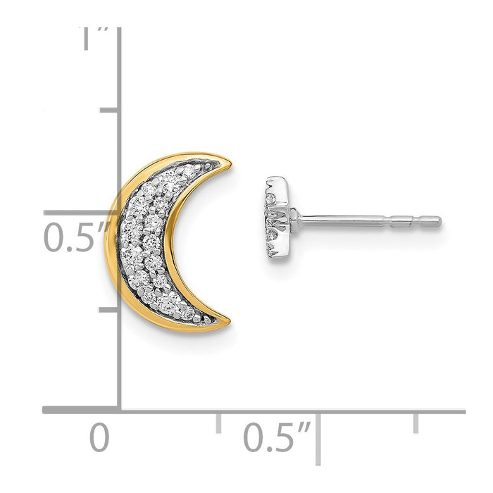 High-Quality 14K Gold Moon & Star Mismatched Earrings | Stylish Diamonds-4