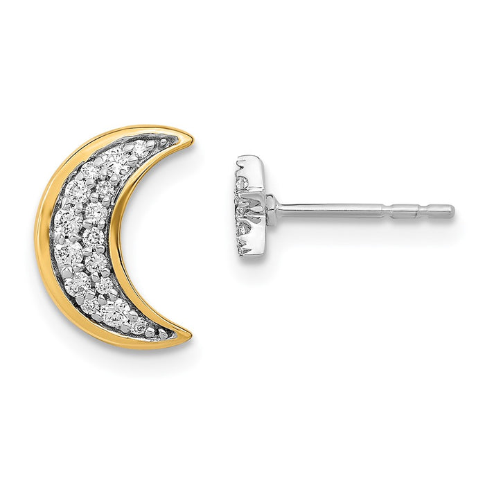 High-Quality 14K Gold Moon & Star Mismatched Earrings | Stylish Diamonds-1