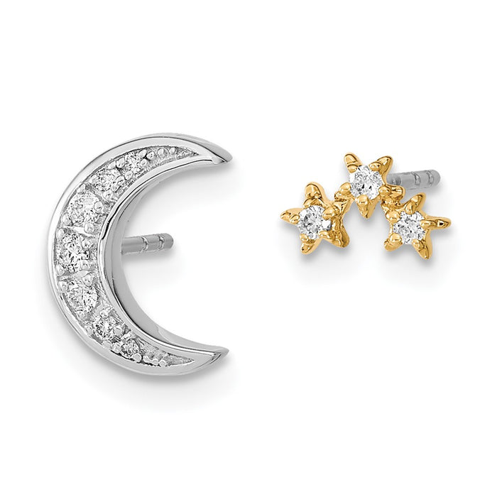 Shop Stylish 14K Two-Tone Diamond Moon & Star Earrings - Unique & Affordable!-3