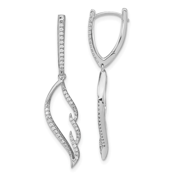 Buy Stylish 14K White Gold Diamond-Accented Wing Hoop Dangle Earrings-1