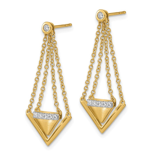 Buy 14K Gold Diamond Triangle Dangle Earrings - Stylish & Exclusive Design