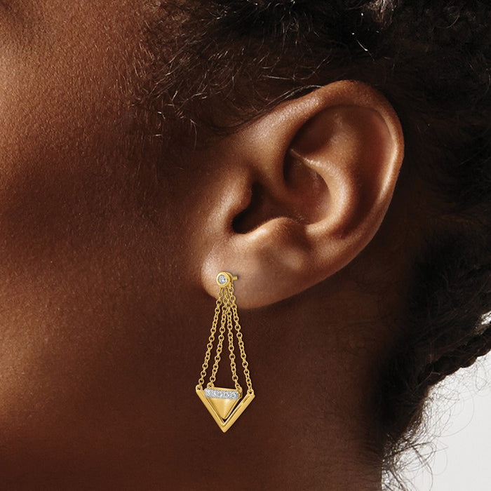 Buy 14K Gold Diamond Triangle Dangle Earrings - Stylish & Exclusive Design-3