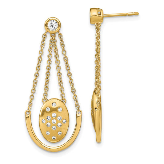 Buy Exclusive 14K Diamond Oval Dangle Earrings - Stylish Satin & Polished Design