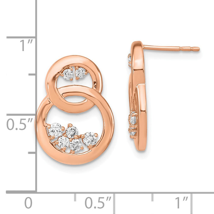 Shop Exclusive 14K Rose Gold Double Circle Diamond Stud Earrings - Stylish Value!-4