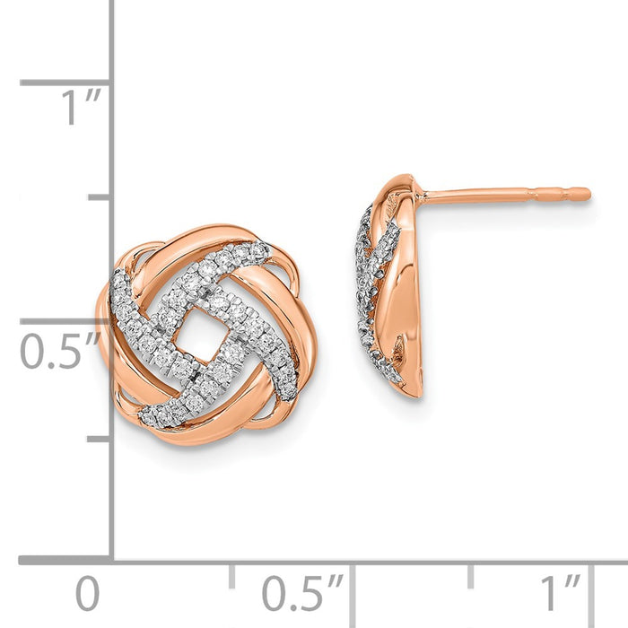 Buy Stylish 14K Rose Gold Love Knot Diamond Stud Earrings - Affordable Luxury!-4