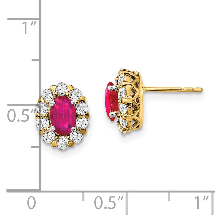 Buy Designer 14K Gold Stud Earrings with 3/4 Carat Lab-Grown Diamonds & Ruby Halo-4