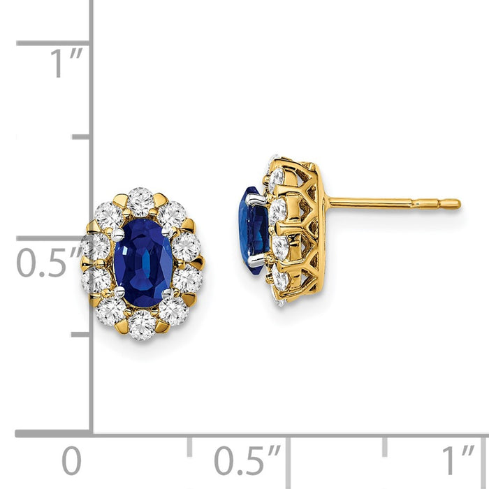 Exclusive 14K Gold Oval Sapphire & Diamond Halo Stud Earrings - Stylish Value!-4